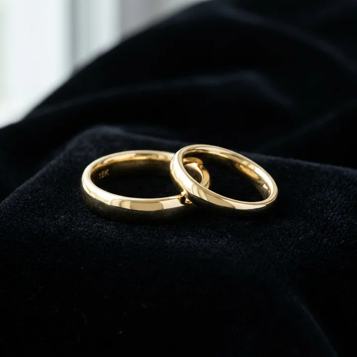 Par de Alianças Anatômicas em Ouro 18k Modéstia Joias